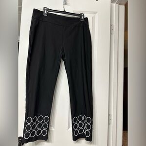 Attyre Black Straight Leg Pants with White Circle Accents